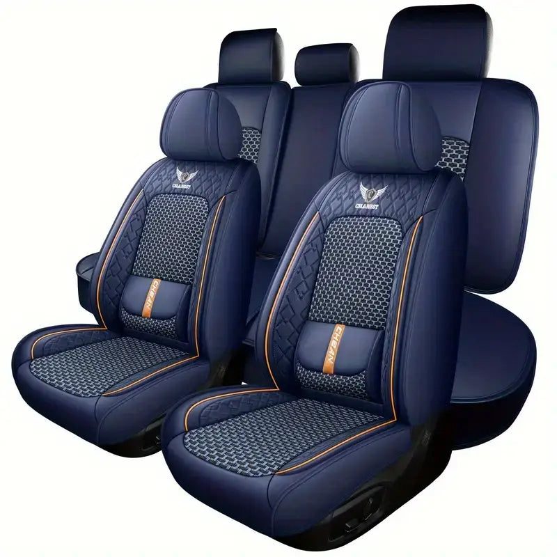 Kit Novren - Modelo Universal: Capa para Banco de Carro de Couro Legítimo - Leve, Design Ergonómico +Kit de Tapetes Automotivos e Capa de Volante Grátis