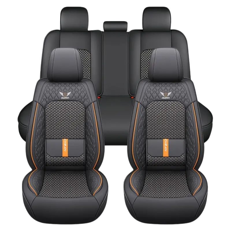 Kit Novren - Modelo Universal: Capa para Banco de Carro de Couro Legítimo - Leve, Design Ergonómico +Kit de Tapetes Automotivos e Capa de Volante Grátis