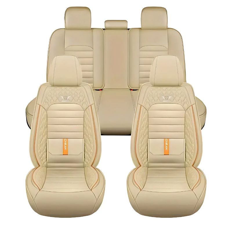 Kit Novren - Modelo Universal: Capa para Banco de Carro de Couro Legítimo - Leve, Design Ergonómico +Kit de Tapetes Automotivos e Capa de Volante Grátis