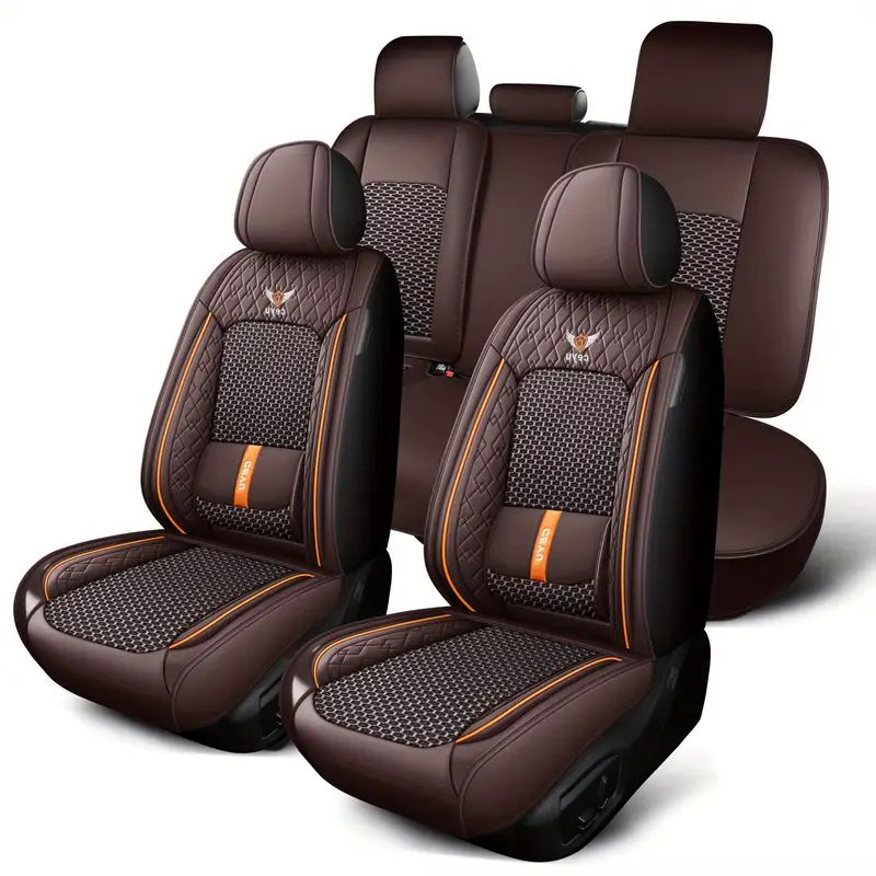 Kit Novren - Modelo Universal: Capa para Banco de Carro de Couro Legítimo - Leve, Design Ergonómico +Kit de Tapetes Automotivos e Capa de Volante Grátis